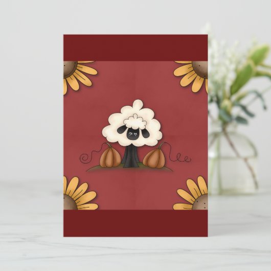 Schapen en bloemen kaart (Staand voorkant)