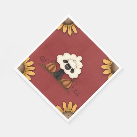 Schapen en bloemen servet (Hoek)