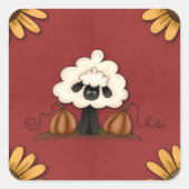 Schapen en bloemen vierkante sticker (Voorkant)