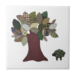 Schapen- en boomtegel tegeltje