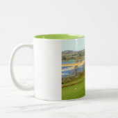 Schapen en de overstroomde rivier de Exe Tweekleurige Koffiemok (Links)