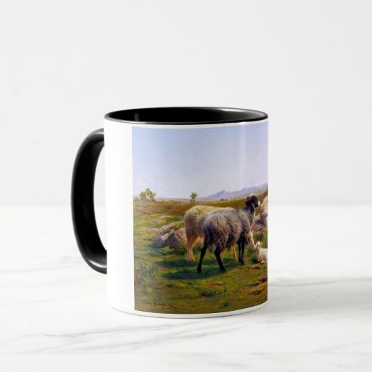 Schapen en een Lam in Natuur (door Rosa Bonheur) Mok (Voorkant links)