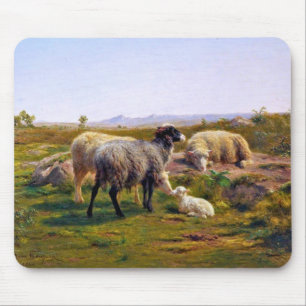 Schapen en een Lam in Natuur (door Rosa Bonheur) Muismat