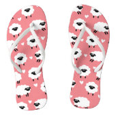 Schapen en hart - Roze Teenslippers (Voetbed)
