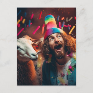 Schapen en Jezus op een Grappig Kleurrijk Verjaard Briefkaart