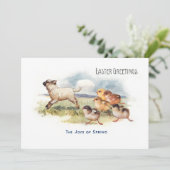  schapen en kippen Pasen Feestdagenkaart (Staand voorkant)