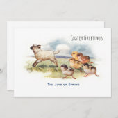  schapen en kippen Pasen Feestdagenkaart (Voorkant / Achterkant)