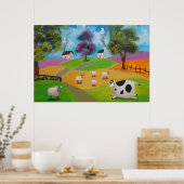Schapen en koeien schilderij van Gordon Bruce Poster (Keuken)