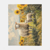 Schapen en Lam Zonnebloem Veld Fleece Deken (Voorkant)