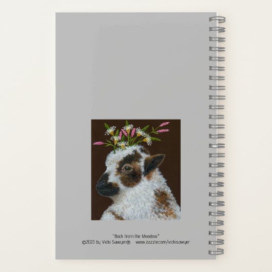 Schapen en lammeren met weidelementen petten notit notitieboek (Achterkant)