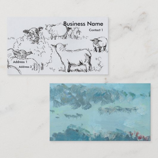 Schapen en lammeren Tekenende Visitekaartjes (Voorkant / Achterkant)