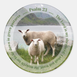 Schapen en lammeren van Psalm 23 Ronde Sticker