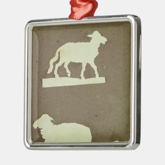 Schapen en schapen met lammeren metalen ornament (Links)