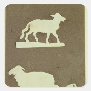 Schapen en schapen met lammeren vierkante sticker