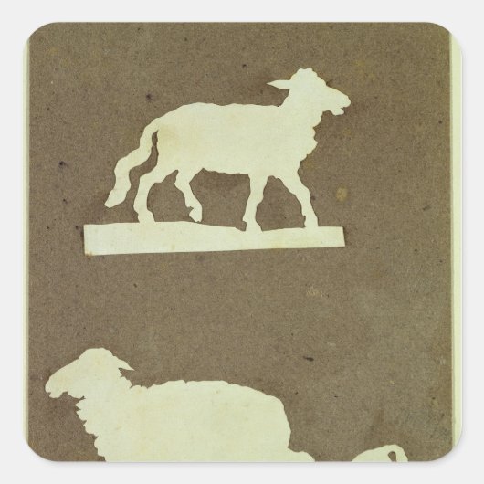 Schapen en schapen met lammeren vierkante sticker (Voorkant)