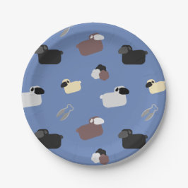 Schapen en scharen papieren bordje