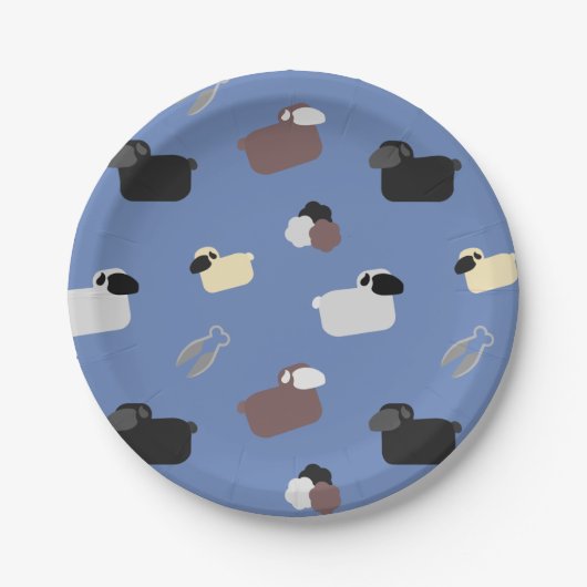 Schapen en scharen papieren bordje (Voorkant)