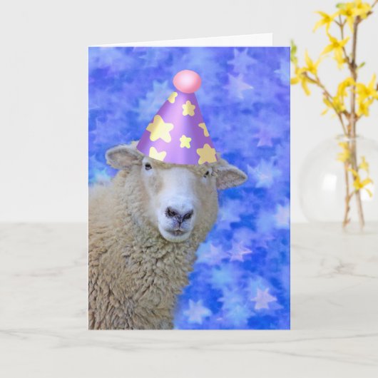 Schapen en sterren op zaterdag kaart (Gele Bloem)