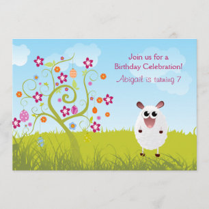 Schapen en vakantie-eieren verjaardagsuitnodiging  kaart