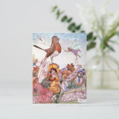 Schapen en vogels in een tuin, briefkaart (Staand voorkant)