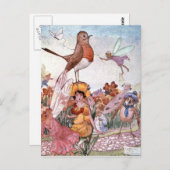 Schapen en vogels in een tuin, briefkaart (Voorkant / Achterkant)