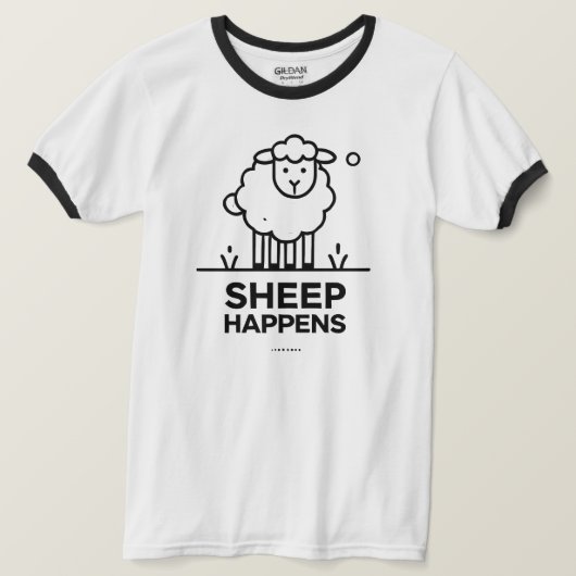 Schapen gebeuren grappig Line Art Ringer T-shirt (Design voorkant)