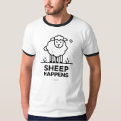 Schapen gebeuren grappig Line Art Ringer T-shirt (Voorkant)