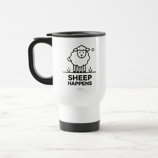 SCHAPEN GEBEUREN Grappig Schaap Reizen Mug Gift Reisbeker (Links)