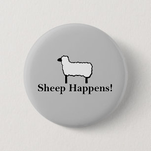 Schapen gebeuren! ronde button 5,7 cm