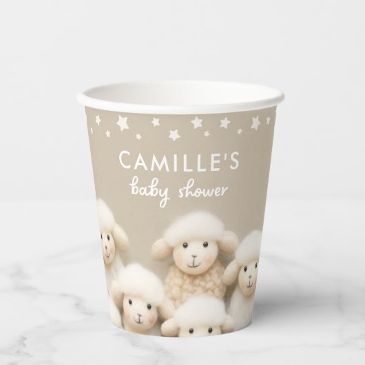 Schapen Genderneutraal Baby shower Papieren Bekers (Voorkant)