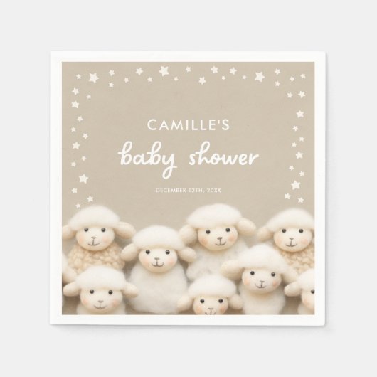Schapen Genderneutraal Baby shower Servet (Voorkant)