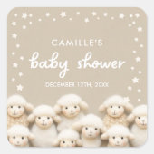 Schapen Genderneutraal Baby shower Vierkante Sticker (Voorkant)