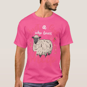Schapen gewoon een meisje dat van schapen houdt t-shirt