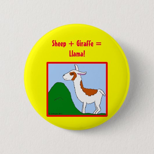 Schapen + Giraffe = Llama! Ronde Button 5,7 Cm (Voorkant)
