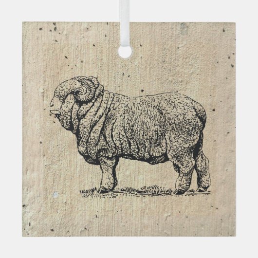 schapen glas ornament (Voorkant)