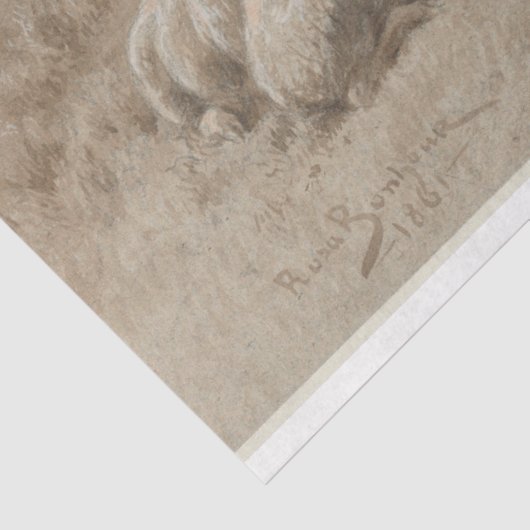 Schapen Grafiet Kunstwerk Decoupage Papier (Detail)