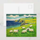 Schapen grazen door dramatische kustkliffen feestdagenkaart (Voorkant / Achterkant)