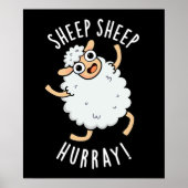 Schapen Hoera Funny Animal Pun Dark BG Poster (Voorkant)