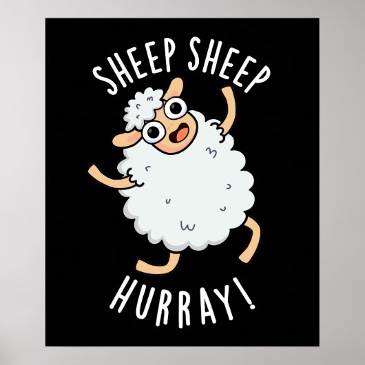 Schapen Hoera Funny Animal Pun Dark BG Poster (Voorkant)