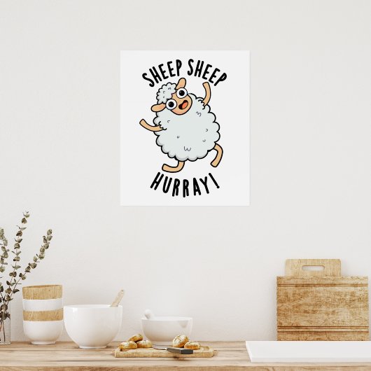 Schapen Hoera Funny Animal Pun Poster (Keuken)