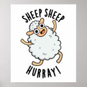 Schapen Hoera Funny Animal Pun Poster (Voorkant)
