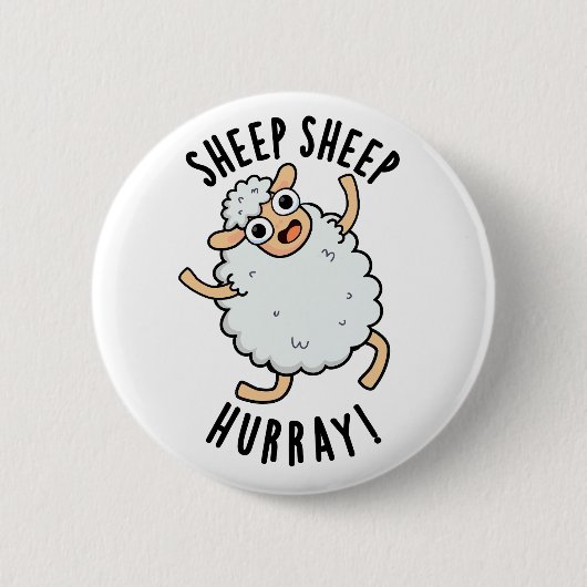 Schapen Hoera Funny Animal Pun Ronde Button 5,7 Cm (Voorkant)