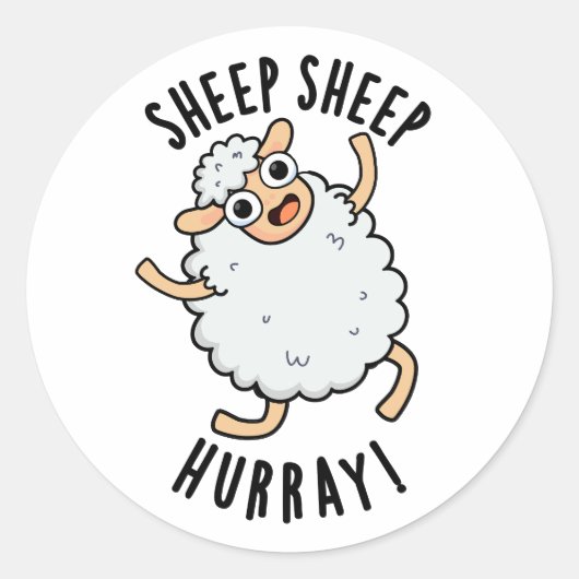 Schapen Hoera Funny Animal Pun Ronde Sticker (Voorkant)
