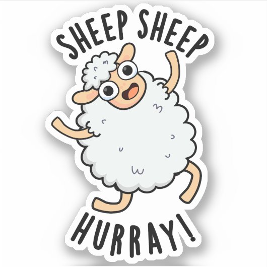 Schapen Hoera Funny Animal Pun Sticker (Voorkant)