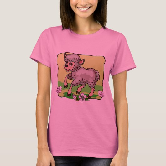 Schapen in bloemen Tee Shirt (Voorkant)
