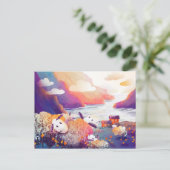 Schapen in de bergen nabij het meer briefkaart (Staand voorkant)