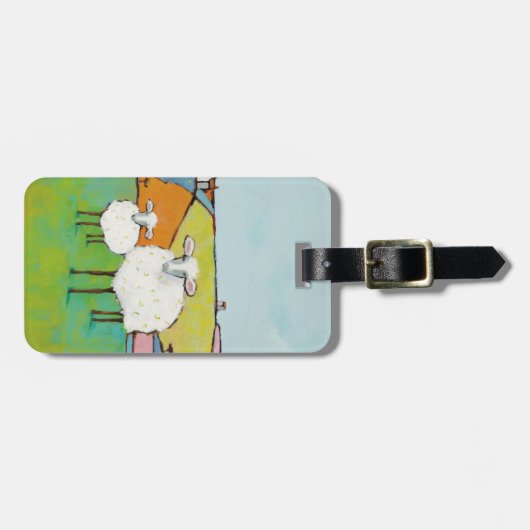 Schapen in de Meadow Bagagelabel (Voorkant horizontaal)