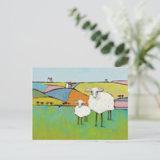 Schapen in de Meadow Briefkaart (Staand voorkant)