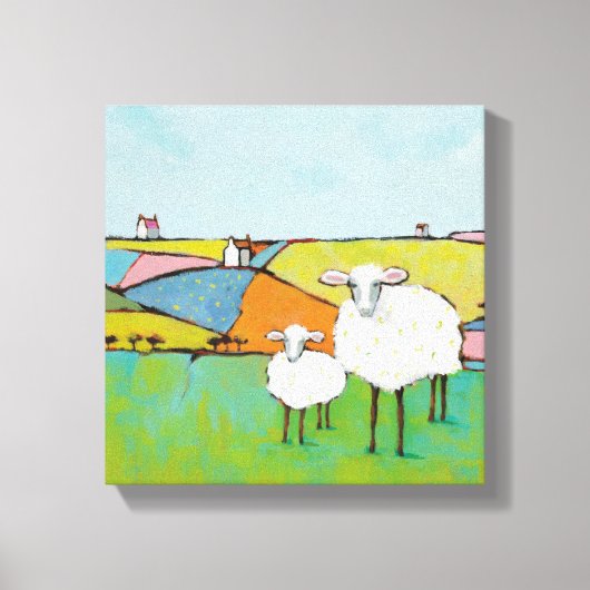 Schapen in de Meadow Canvas Afdruk (Voorkant)