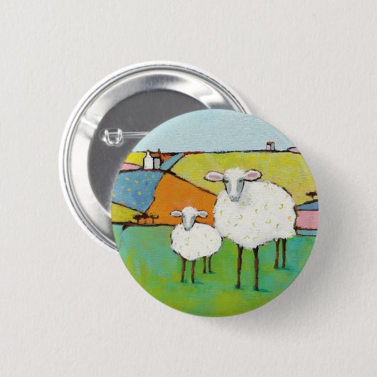 Schapen in de Meadow Ronde Button 5,7 Cm (Voorkant /achterkant)
